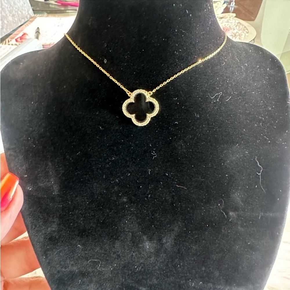 NWT Gold and Black Clover Necklace